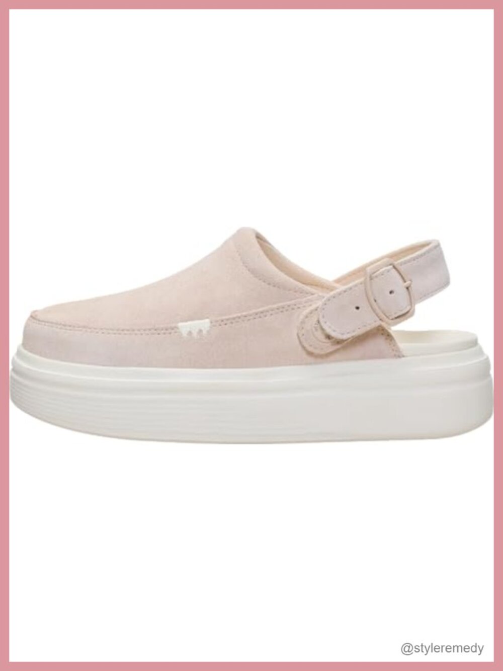 Suede Platform Clog Mule Slip On Adjustable Strap Lightweight Casual